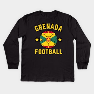 Grenada Football Ball Kids Long Sleeve T-Shirt